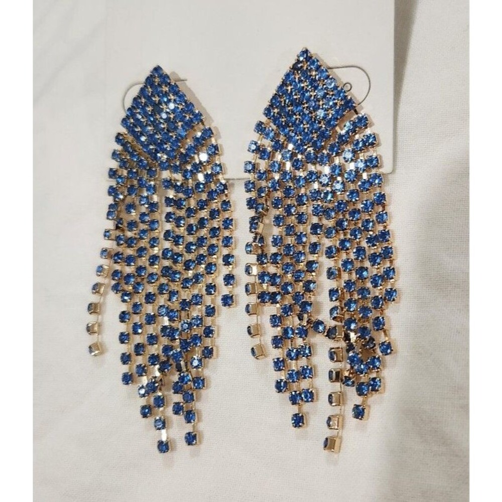 Stunning New Blue & Gold Dangling Earrings